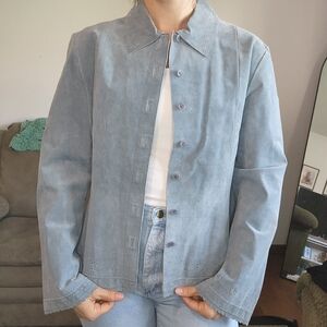 Vintage Light Blue Leather Jacket